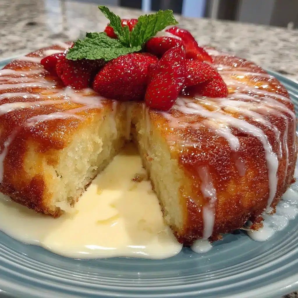 Delicious easy yogurt cake topped with fresh fruit and a dollop of cream