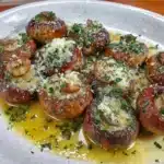 Delicious Garlic Butter Air Fryer Mushrooms served in a bowl