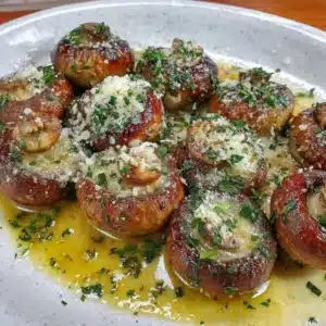 Delicious Garlic Butter Air Fryer Mushrooms served in a bowl