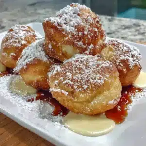 Gluten-free beignets served with powdered sugar on top