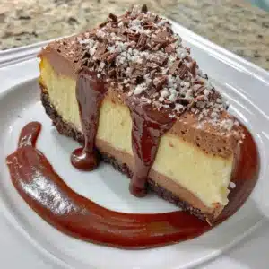 Delicious gluten-free chocolate cheesecake with a creamy texture and rich chocolate flavor.