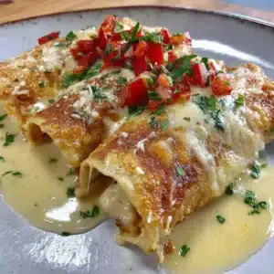 Gluten-free enchiladas topped with fresh ingredients and served warm