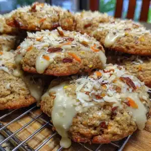 Healthy carrot cake oatmeal cookies on a plate