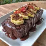 Healthy chocolate banana bread slice on a plate
