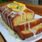 Healthy Greek Yogurt Lemon Loaf Cake with fresh lemon slices