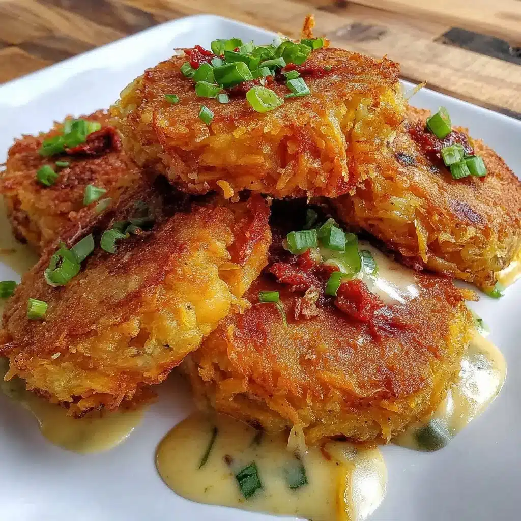 Crispy healthy sweet potato hash browns served on a white plate