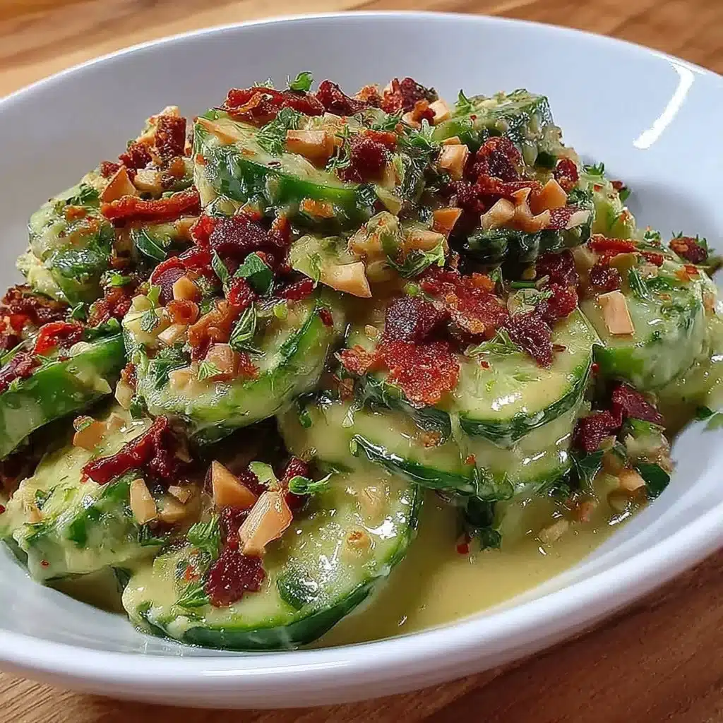 High protein cucumber salad in a bowl with fresh ingredients