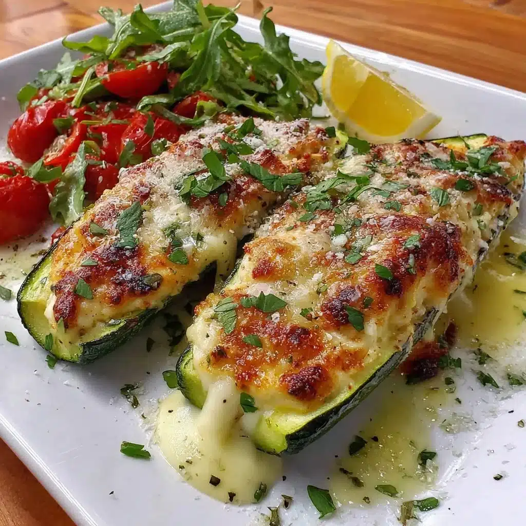 Delicious ricotta-stuffed zucchini boats ready to serve