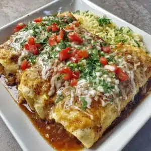 Delicious vegetarian black bean enchiladas on a plate with fresh toppings.