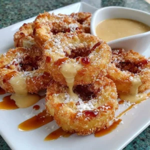 Delicious air fryer cinnamon apple rings served on a plate