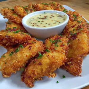 Delicious gluten-free chicken tenders served with dipping sauce