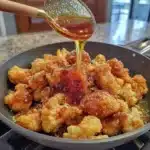 Delicious sticky honey garlic cauliflower served in a bowl