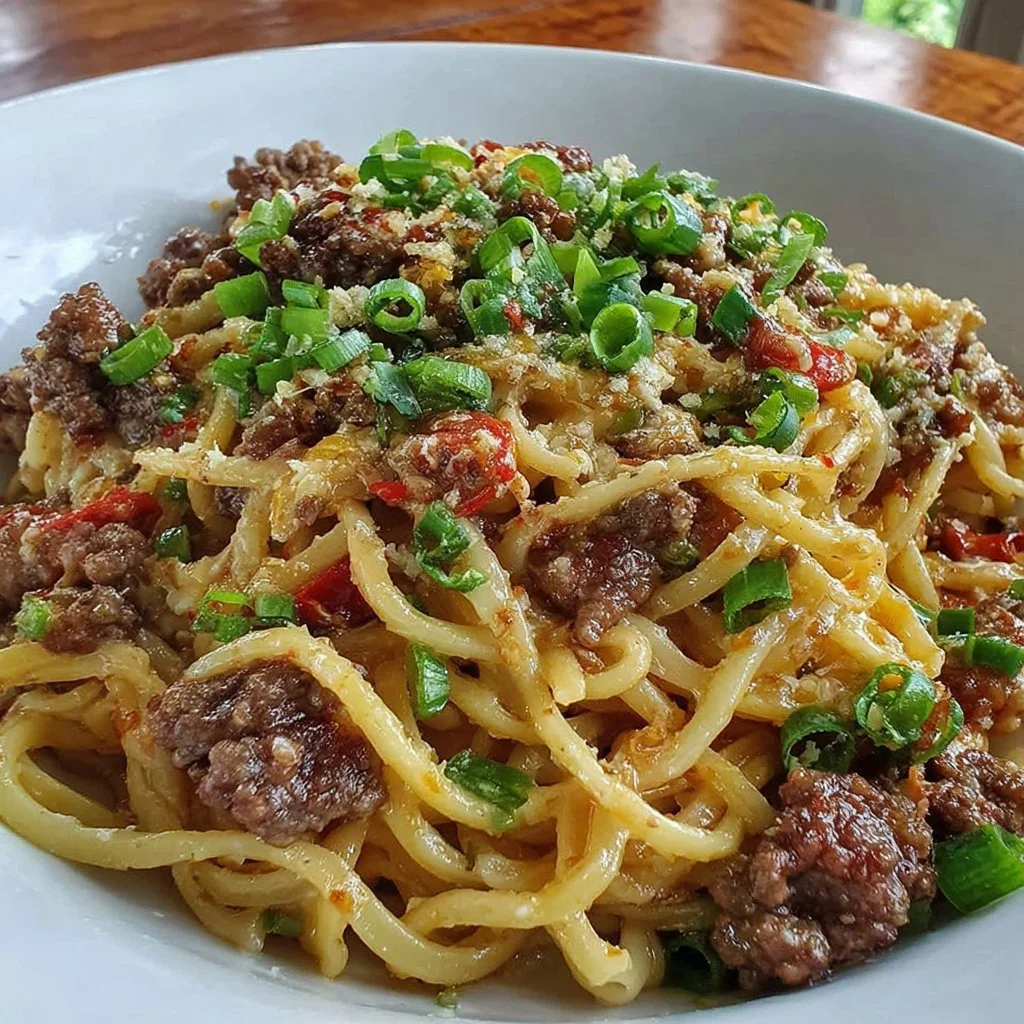 High Protein Ground Beef Mongolian Noodles