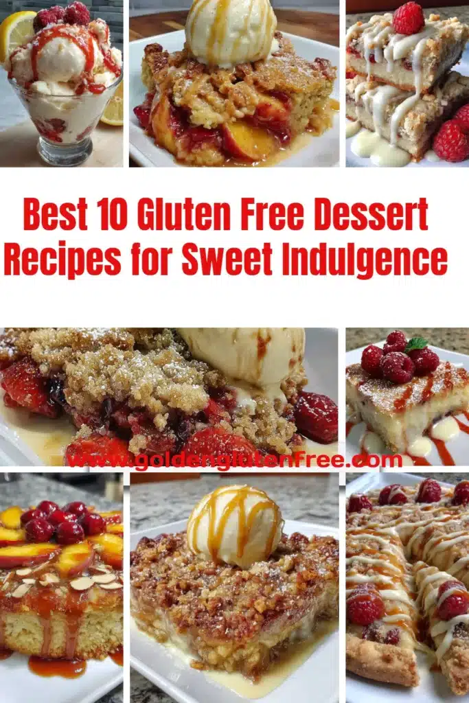 Delicious gluten free desserts including cakes, cookies, and brownies for sweet indulgence