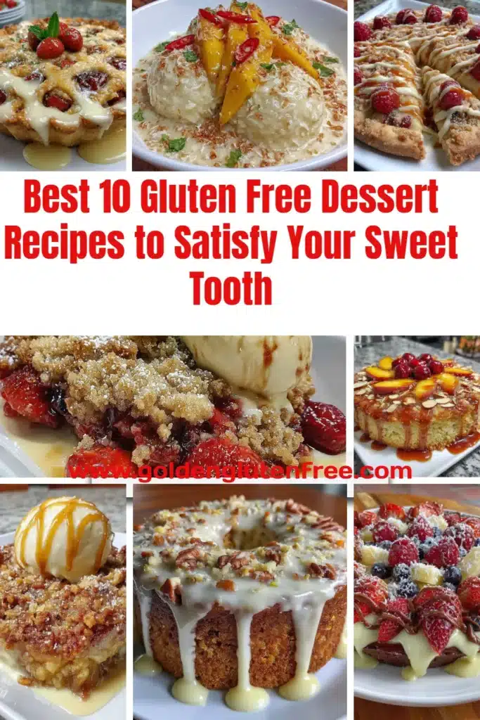 A selection of delicious gluten free desserts showcasing different recipes.