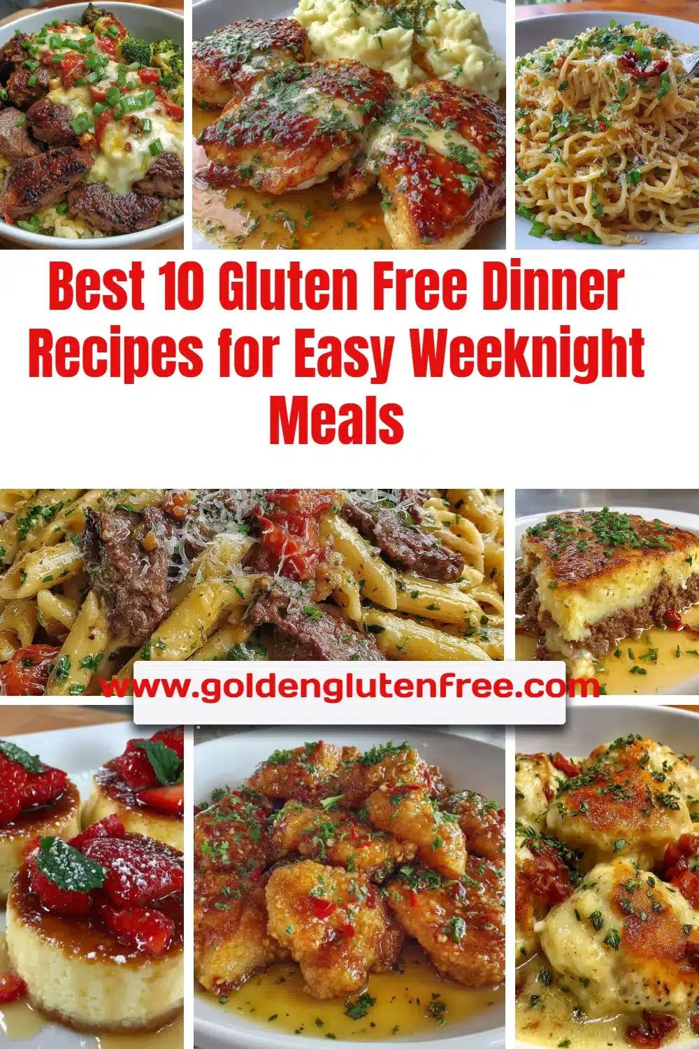Top 10 gluten free dinner recipes for quick weeknight meals.