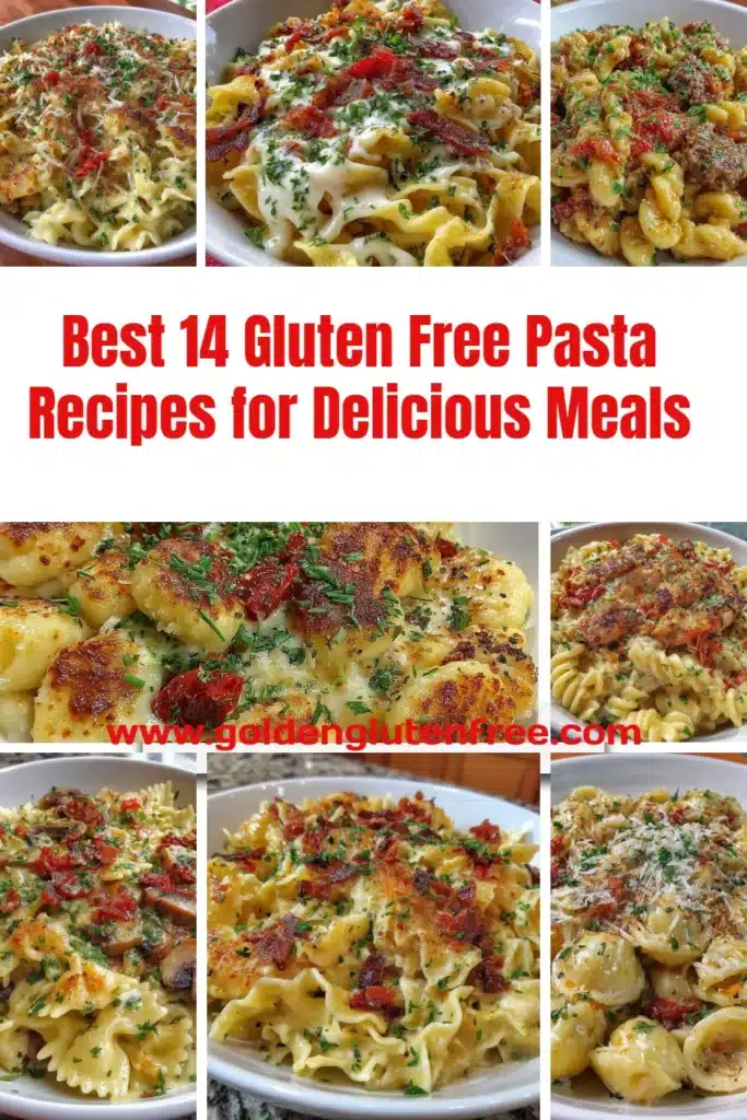 Variety of gluten free pasta dishes served with fresh ingredients and sauces.