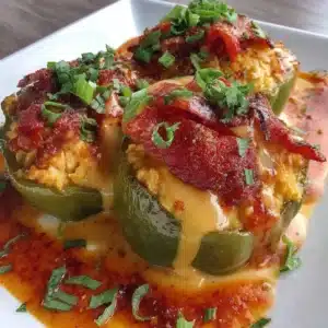 Buffalo Chicken Stuffed Peppers - Dairy Free and Low Carb Dish