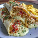 Cheesy garlic chicken wraps filled with savory chicken and melted cheese