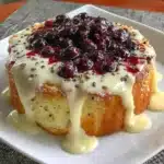 Fluffy cottage cheese blueberry cloud bread on a plate ready to serve
