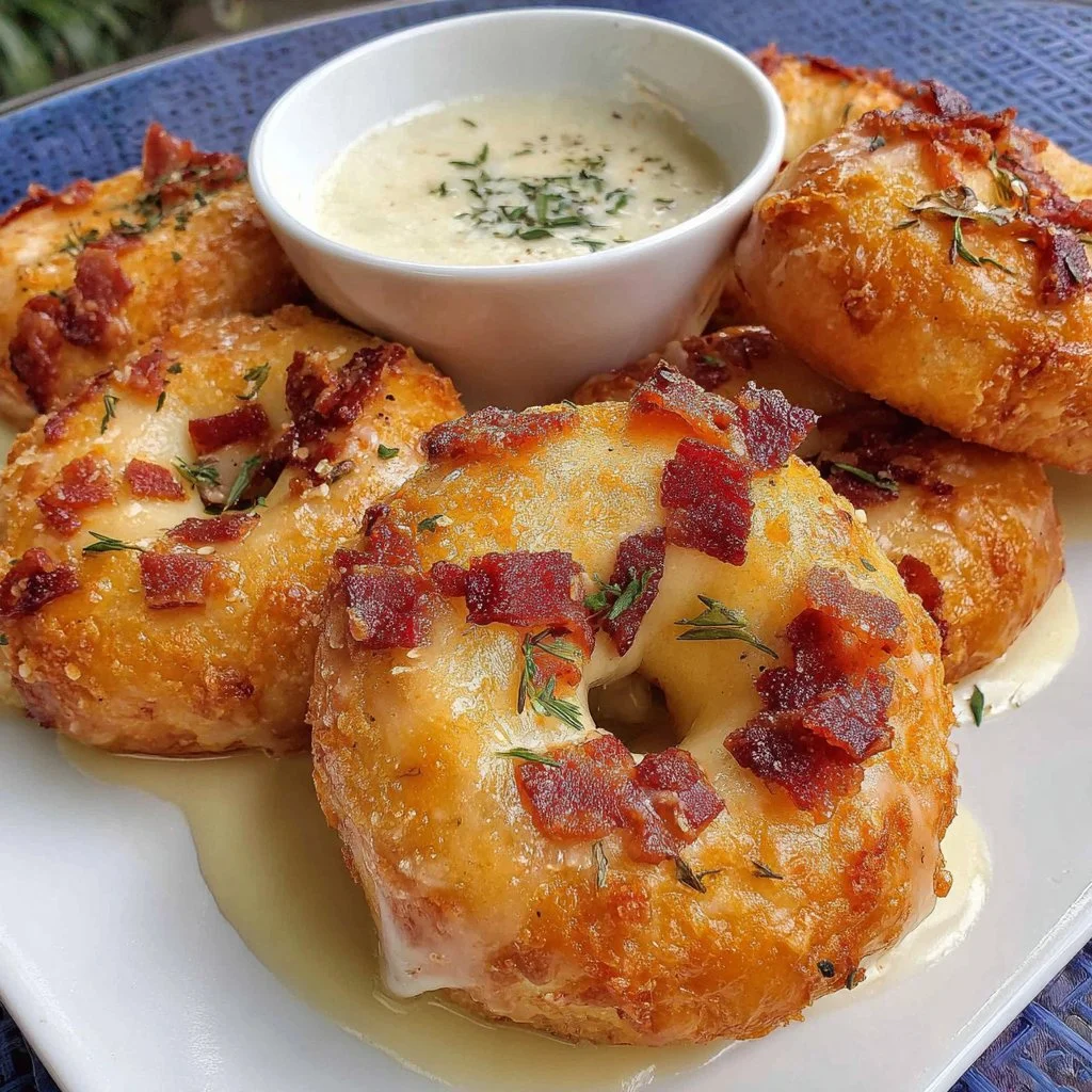 Gluten-free air fryer mini bagels served on a plate