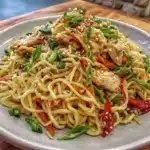 Delicious Gluten-Free Chicken Lo Mein cooked with a wok technique