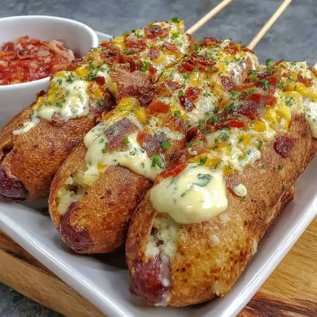 Gluten-free corn dogs served with dipping sauce