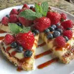 Gluten Free Fruit Pizza topped with colorful fresh fruits and cream