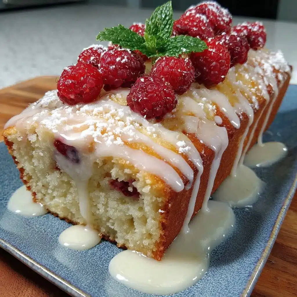 Gluten-free lemon raspberry loaf cake with fresh raspberries and lemon zest