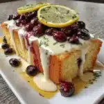 Gluten-Free Lemon Blueberry Cake with fresh blueberries and lemon zest