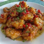 Gluten-free orange chicken served with rice and vegetables