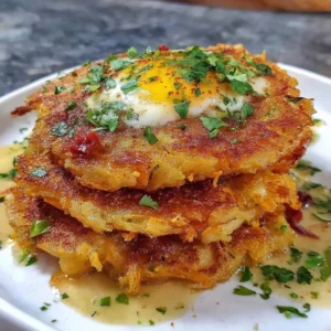 Healthy sweet potato hash browns served with avocado and herbs