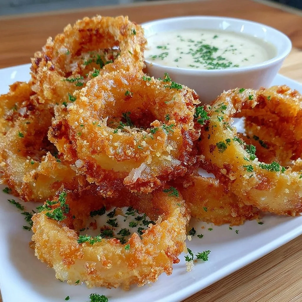 Homemade gluten free onion rings served on a plate