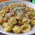 A plate of homemade gluten free pasta with fresh herbs and sauce