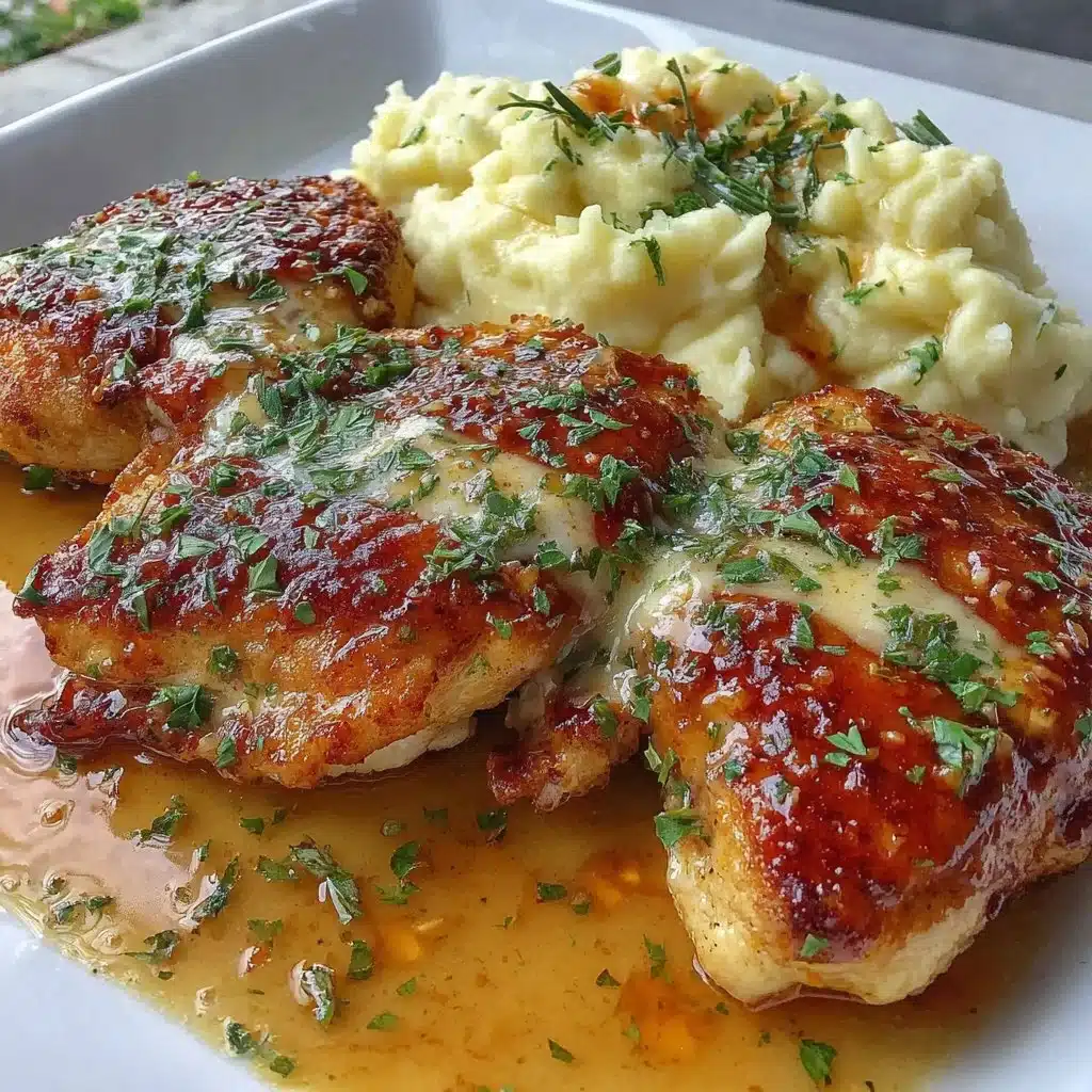 Tender Honey Garlic Chicken Breasts served with vegetables on a plate