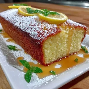 Moist lemon yogurt cake, gluten-free and easy to make, served on a plate.