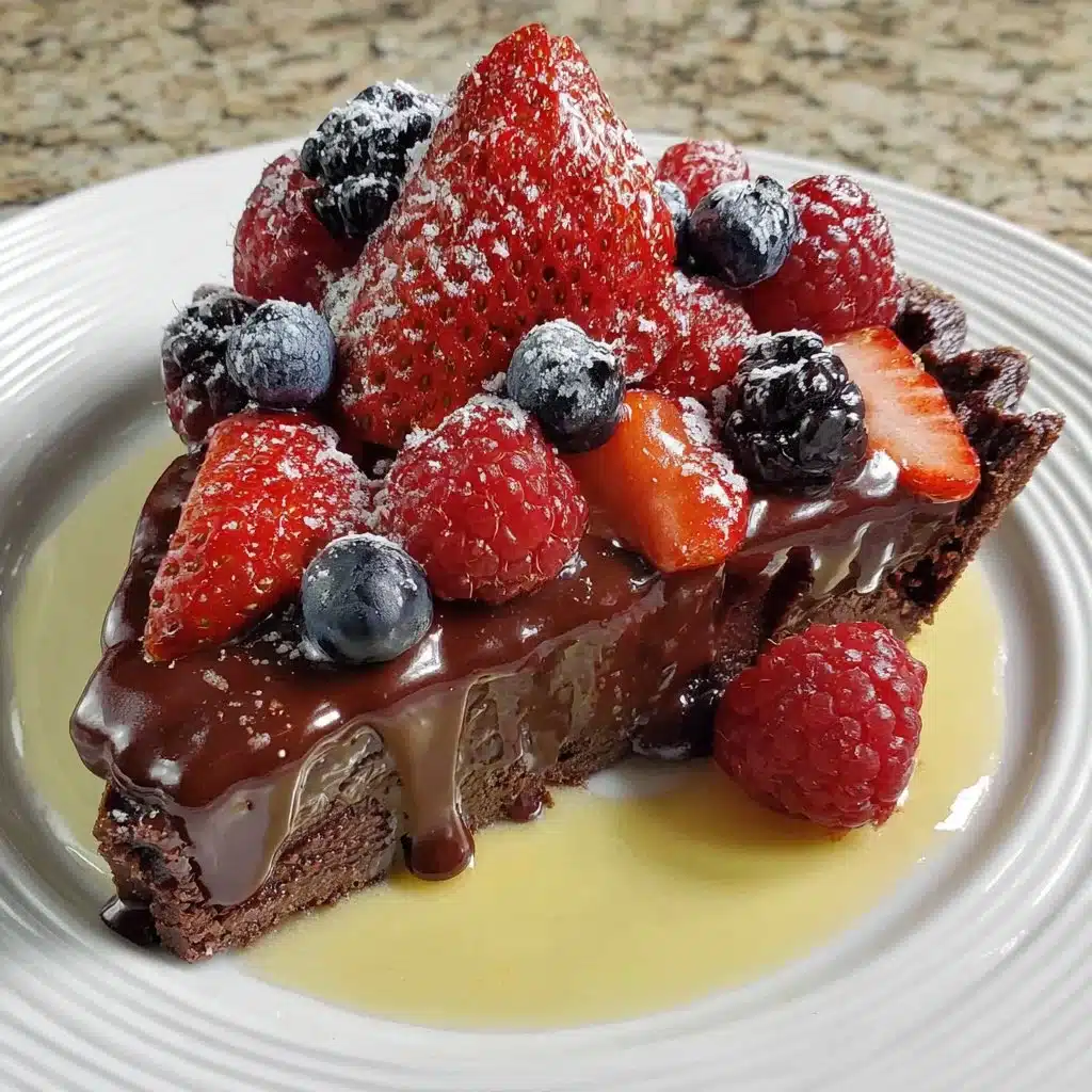 No Bake Chocolate Berry Tart topped with fresh berries, gluten-free and vegan dessert