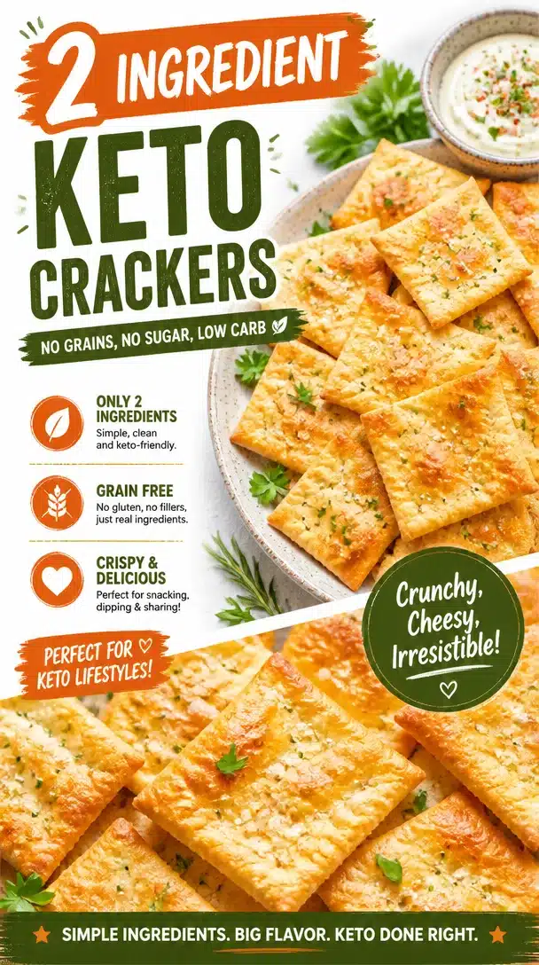 Homemade 2 ingredient keto crackers on a plate