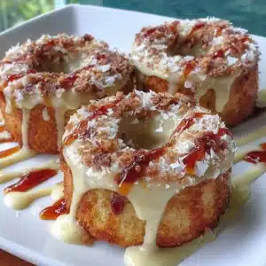 Baked gluten-free vanilla bean cake donuts served with coffee