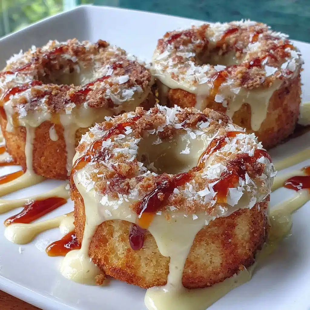 Baked gluten-free vanilla bean cake donuts served with coffee