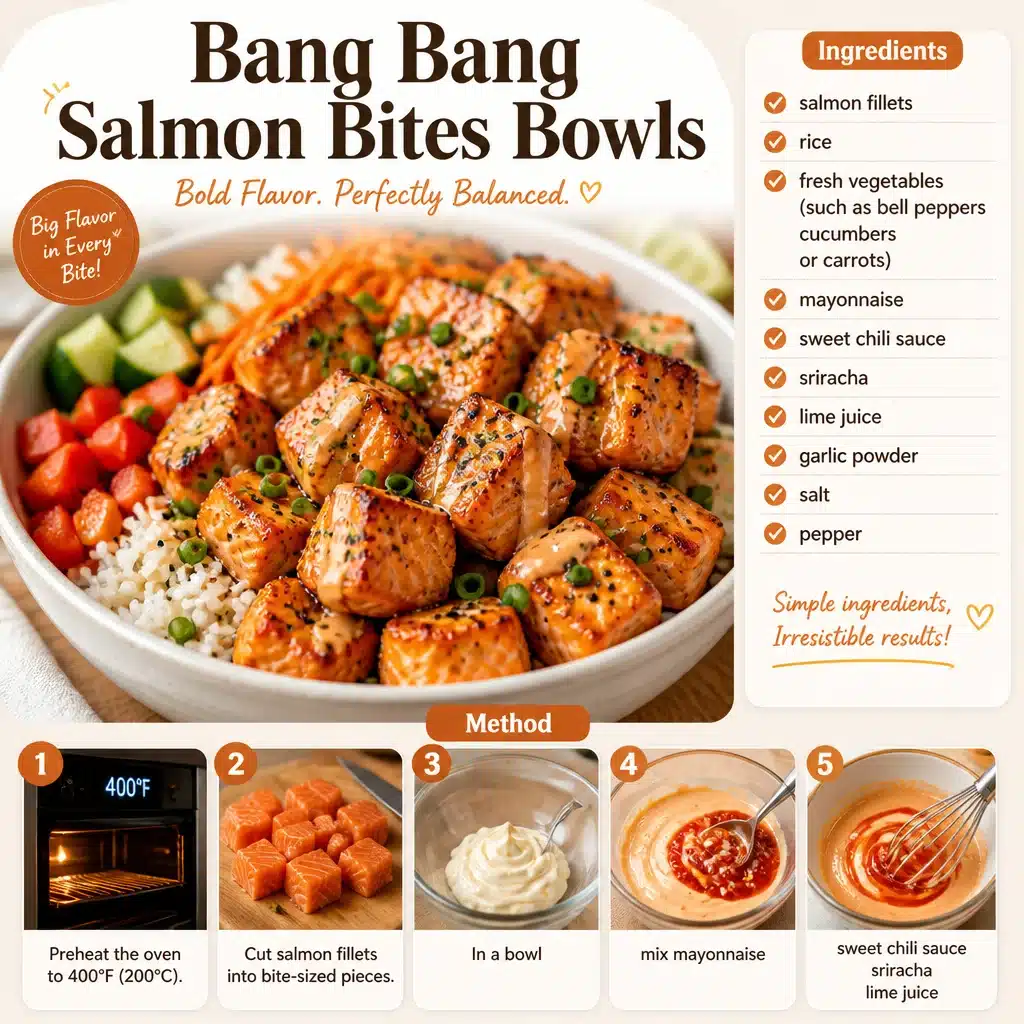 Bang Bang Salmon Bites Bowls with flavorful spices and fresh ingredients