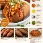 BBQ chicken stuffed sweet potatoes topped with fresh herbs and barbecue sauce