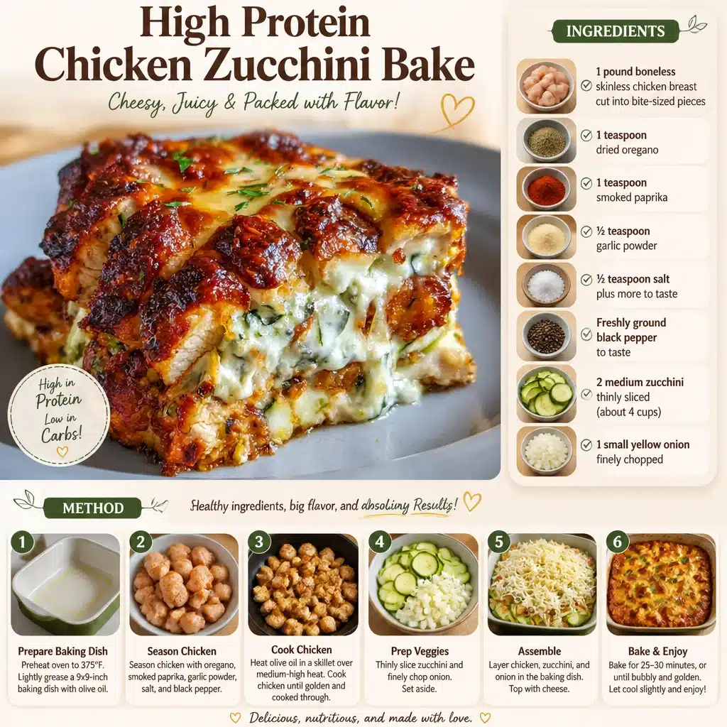High Protein Chicken Zucchini Bake