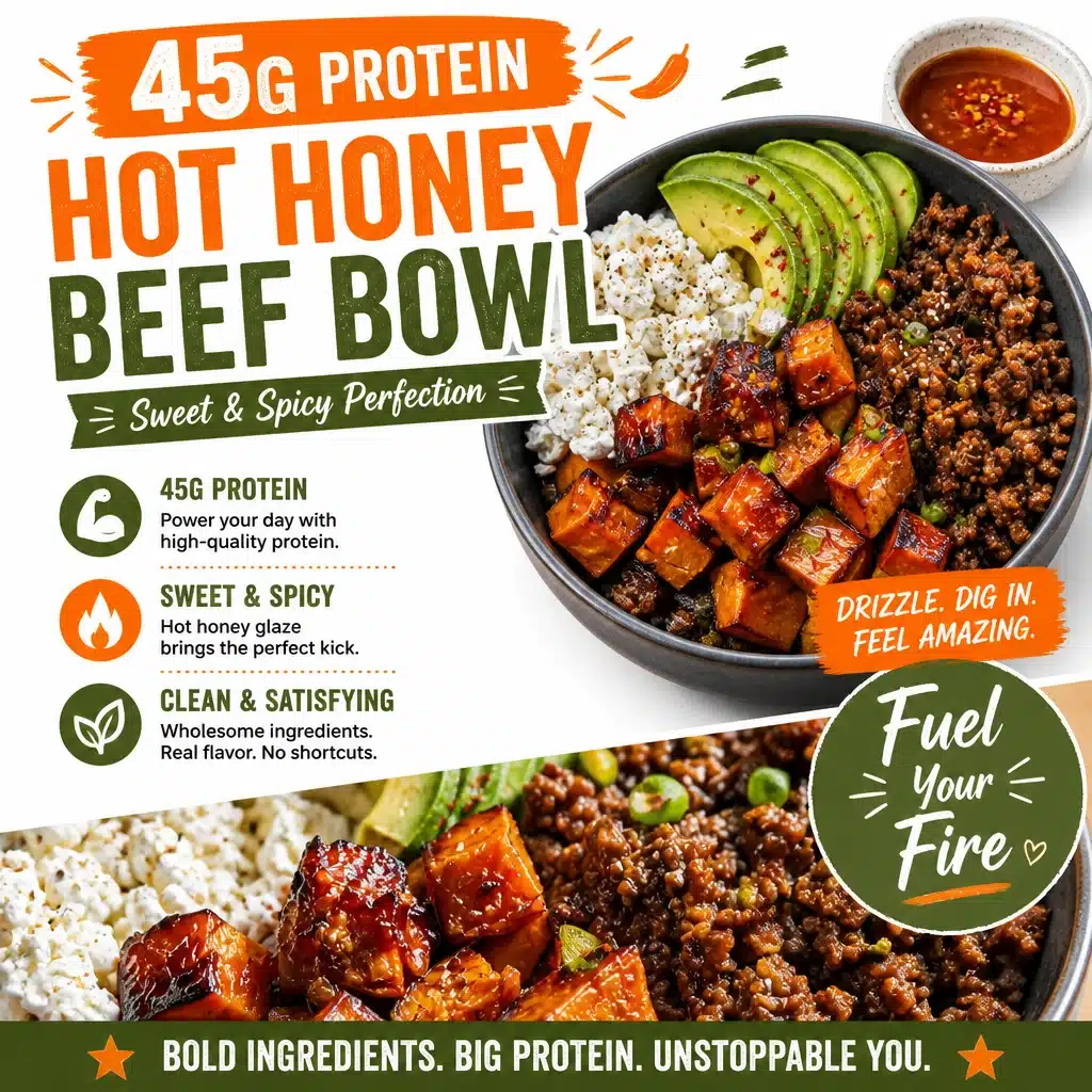 45g Protein Hot Honey Beef Bowl – Sweet & Spicy Perfection