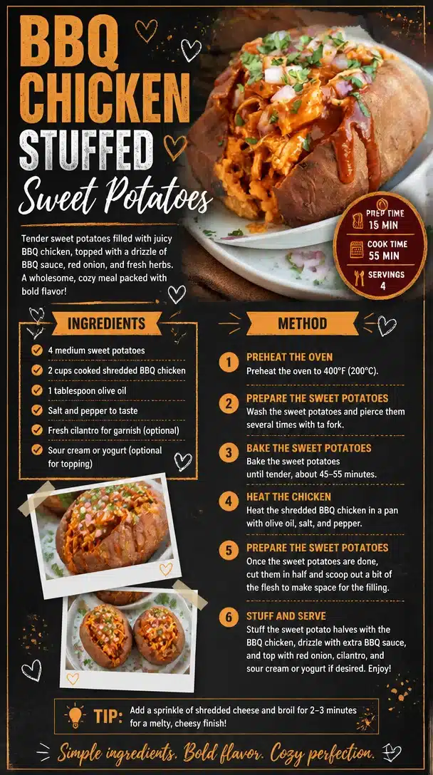 BBQ Chicken Stuffed Sweet Potatoes