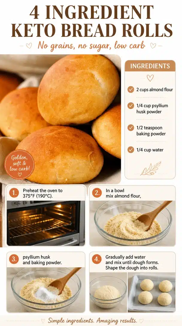 4 Ingredient Keto Bread Rolls