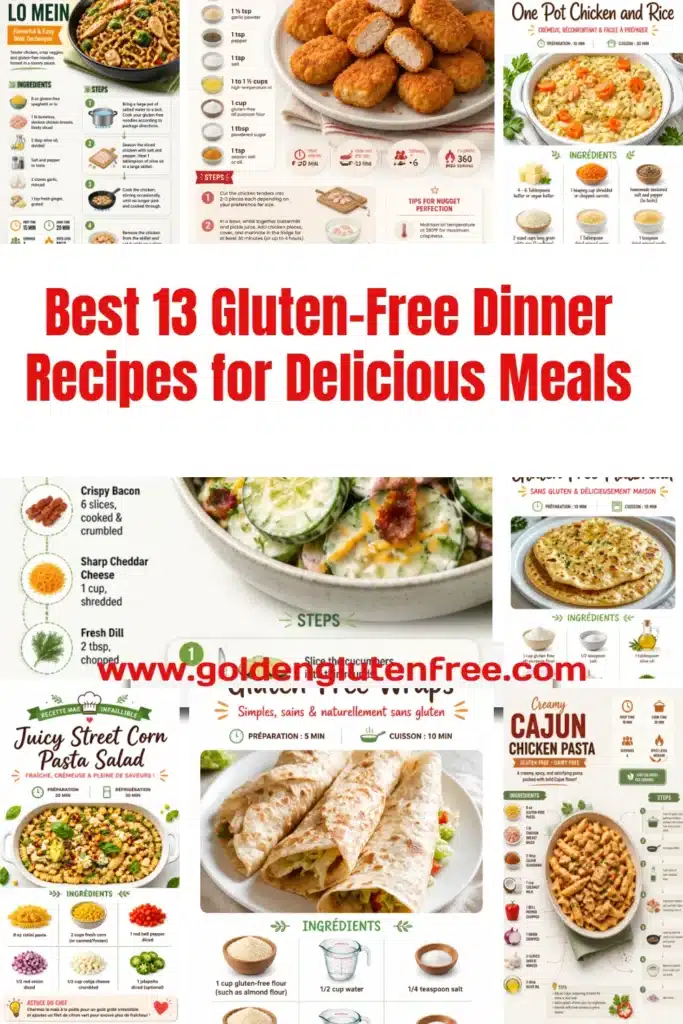 Delicious gluten-free dinner recipes showcased in a colorful meal spread.