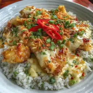 Delicious Coconut Chicken Rice Bowl with vibrant toppings and fresh ingredients