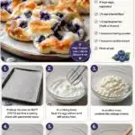 A slice of Cottage Cheese Blueberry Cloud Bread on a plate with fresh blueberries.