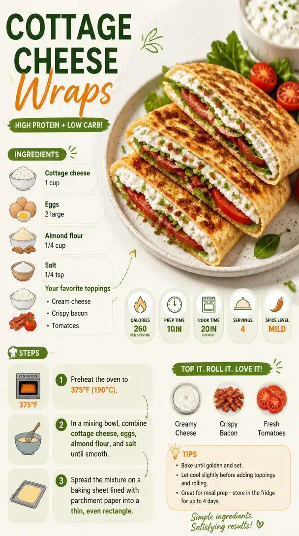 Healthy cottage cheese wraps with fresh vegetables and herbs